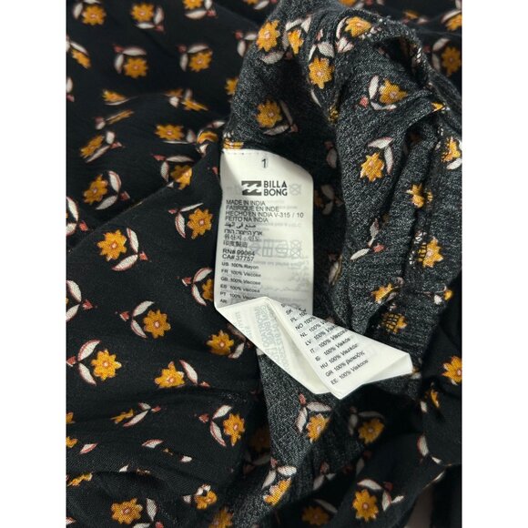 BILLABONG Open Heart Romper Sz L Orange Floral Open Back Tie Romper Boho Summer - Picture 11 of 11